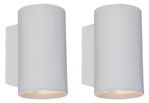 Sada 2 moderních nástěnných lamp bílých kulatých 2-světlo - Sandy