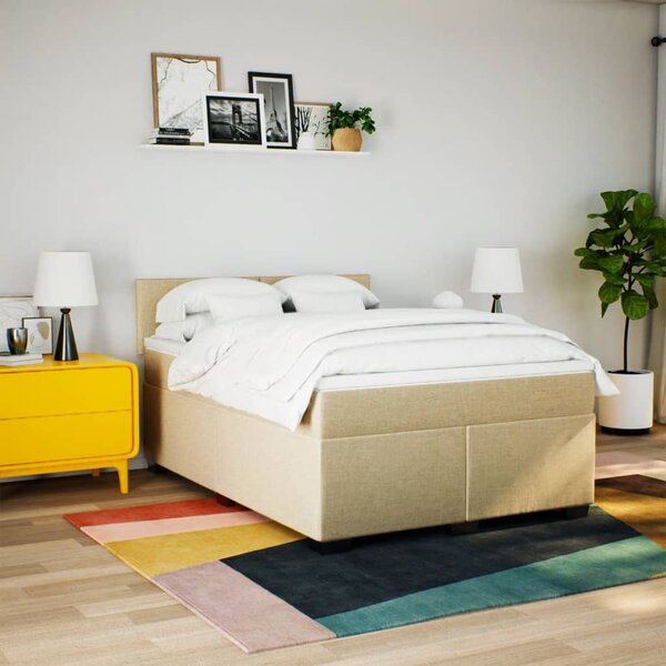 Box spring postel s matrací krémová 140x190 cm textil 3285881