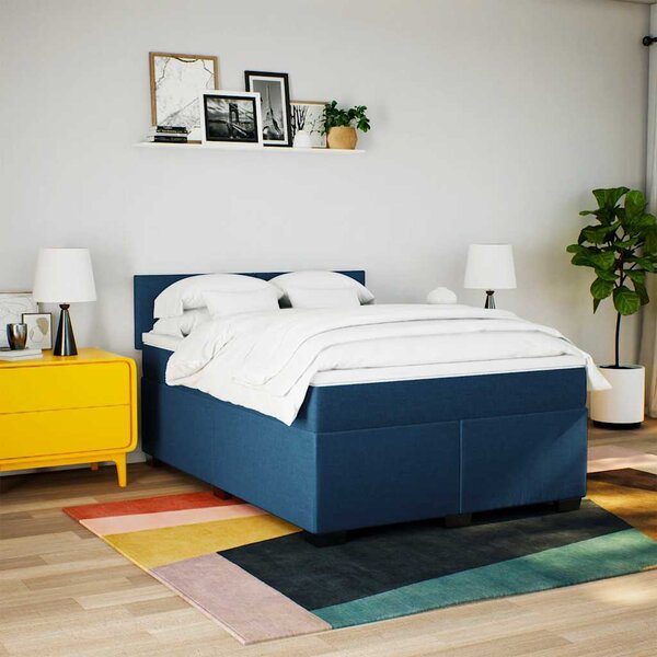 Box spring postel s matrací modrá 140x190 cm textil 3285882