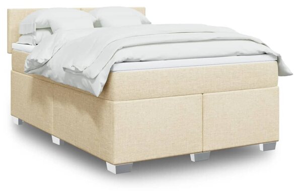 Box spring postel s matrací krémová 140x190 cm textil 3285881