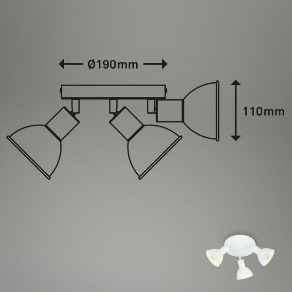 BRILONER Bodové svítidlo pr. 19 cm 3x E14 max. 25W bílé BRILO 2674-036