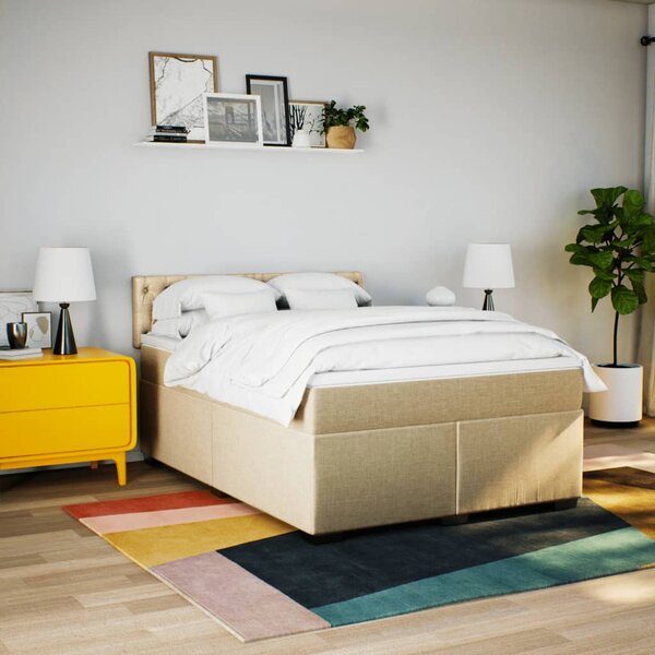 Box spring postel s matrací krémová 140x190 cm textil 3285895