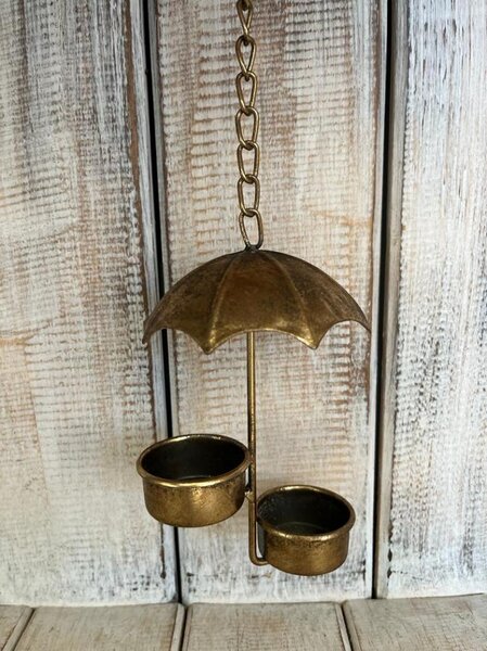Kovový deštník na 2ks čajových svíček