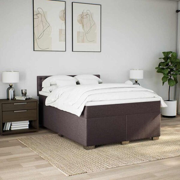 Box spring postel s matrací tmavě hnědá 140x190 cm textil 3285900