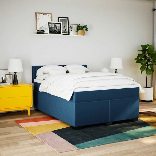 Box spring postel s matrací modrá 140x190 cm textil 3285903
