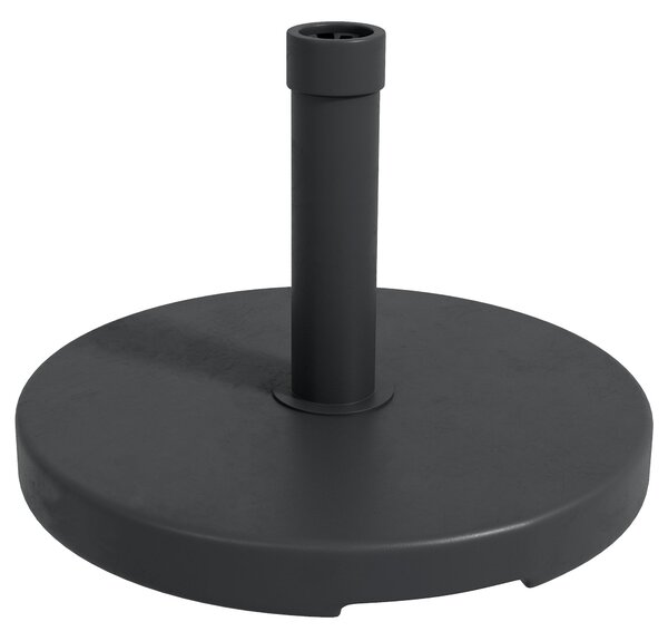 Stojan na slunečník Outsunny kulatý s váhou 15 kg z HDPE plastu s integrovanou rukojetí pro tyče Ø 24-38 mm, velikost Ø 46,5 x 31H cm Černý | Aosom