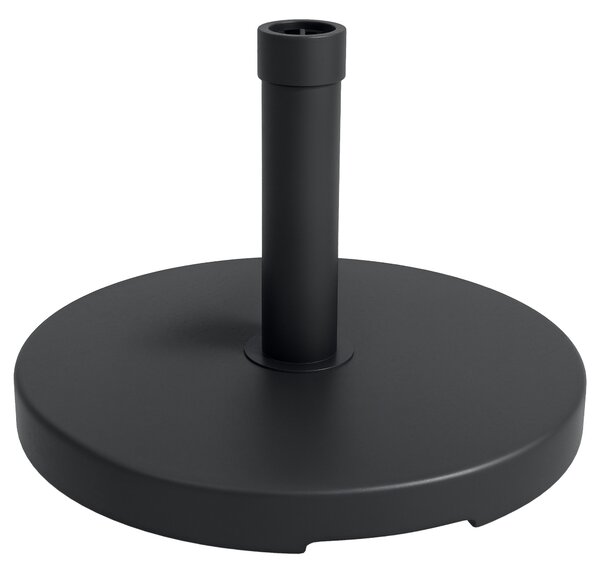 Stojan na slunečník Outsunny kulatý s váhou 15 kg z HDPE plastu s integrovanou rukojetí pro tyče Ø 24-38 mm, velikost Ø 46,5 x 31H cm Černý | Aosom