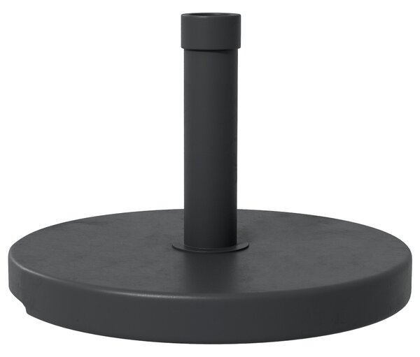 Stojan na slunečník Outsunny kulatý s váhou 15 kg z HDPE plastu s integrovanou rukojetí pro tyče Ø 24-38 mm, velikost Ø 46,5 x 31H cm Černý | Aosom