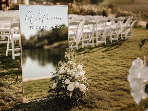 Samolepka na zrcadlo S13 – Welcome to our wedding