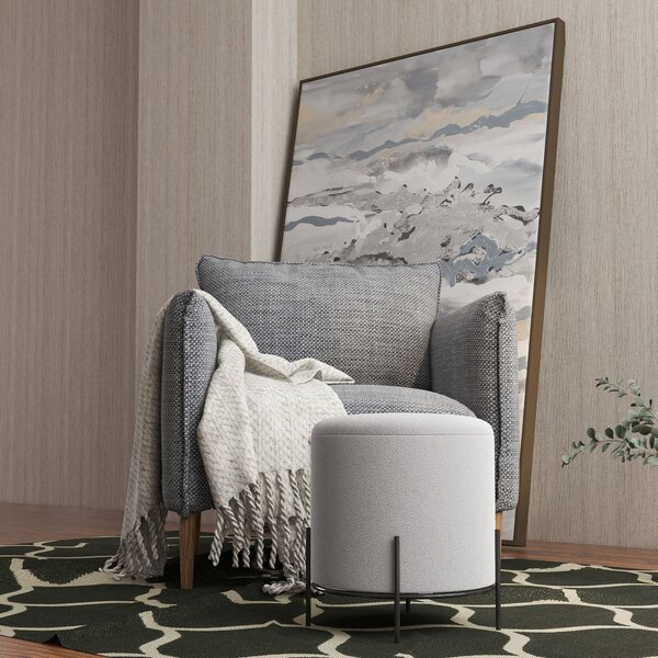 HOMCOM Sametový Ottoman Pouf s Ocelovými Nohami Ø 35 x 38 cm pro Obývací Pokoj a Ložnici | Aosom