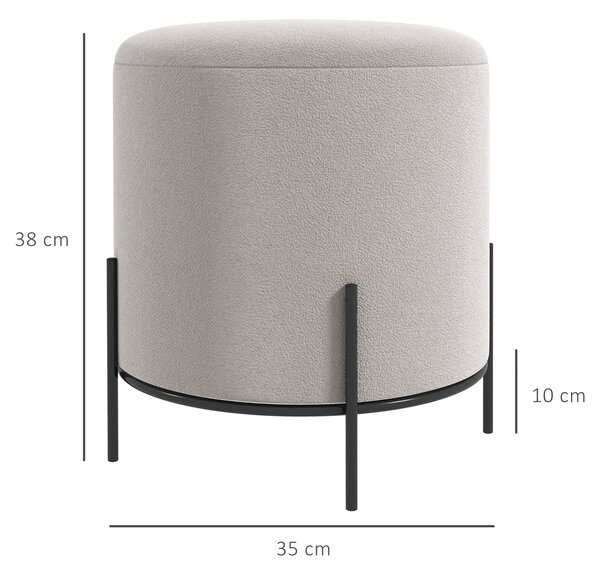 HOMCOM Sametový Ottoman Pouf s Ocelovými Nohami Ø 35 x 38 cm pro Obývací Pokoj a Ložnici | Aosom