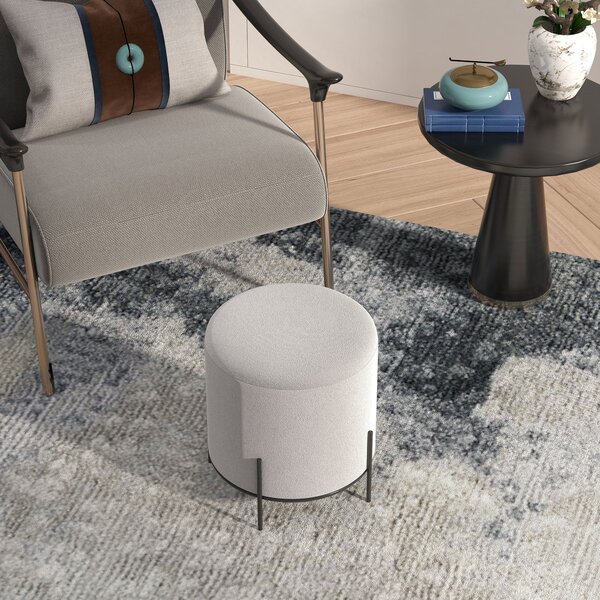 HOMCOM Sametový Ottoman Pouf s Ocelovými Nohami Ø 35 x 38 cm pro Obývací Pokoj a Ložnici | Aosom