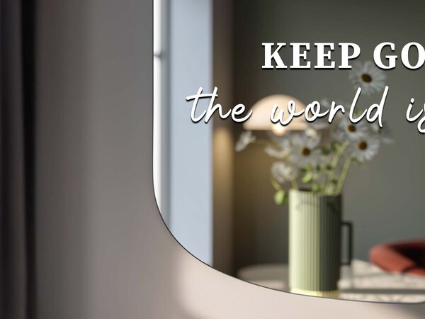 Samolepka na zrcadlo S27 – KEEP GOING, the world is yours