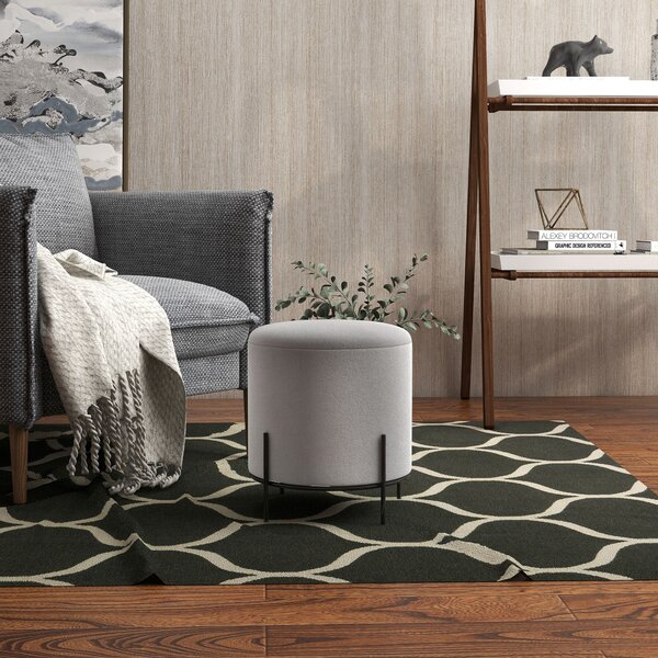 HOMCOM Sametový Ottoman Pouf s Ocelovými Nohami Ø 35 x 38 cm pro Obývací Pokoj a Ložnici | Aosom