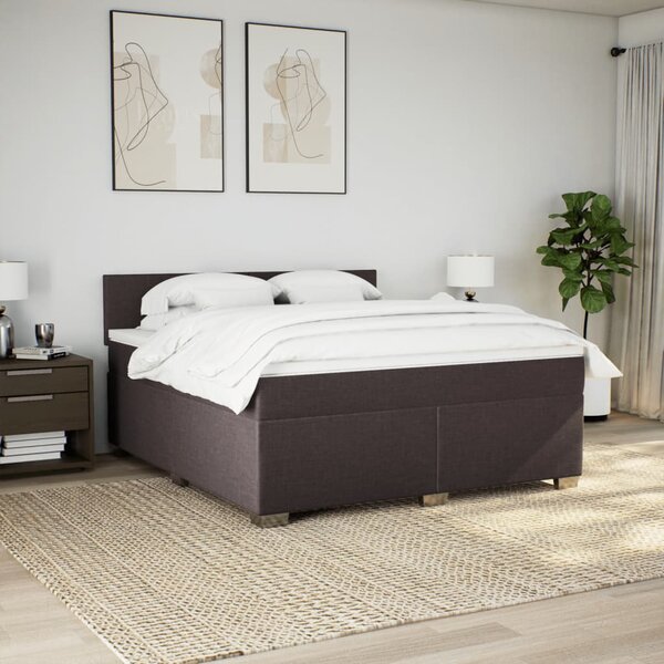 Box spring postel s matrací tmavě hnědá 180x200 cm textil 3285963