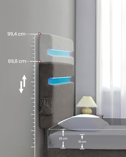 ČALOUNĚNÁ POSTEL, 90/200 cm tmavě šedá Boxxx - Jednolůžkové postele, Online Only