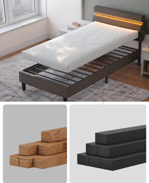 ČALOUNĚNÁ POSTEL, 90/200 cm tmavě šedá Boxxx - Jednolůžkové postele, Online Only