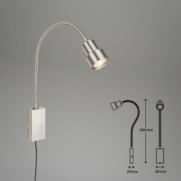 BRILONER bodové svítidlo s dotykovým vypínačem 69 cm 1xGU10 5W 400lm matný nikl BRI 2085012