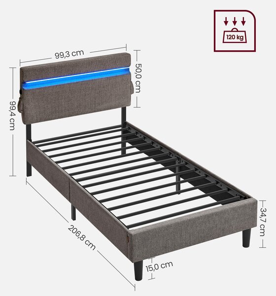 ČALOUNĚNÁ POSTEL, 90/200 cm tmavě šedá Boxxx - Jednolůžkové postele, Online Only