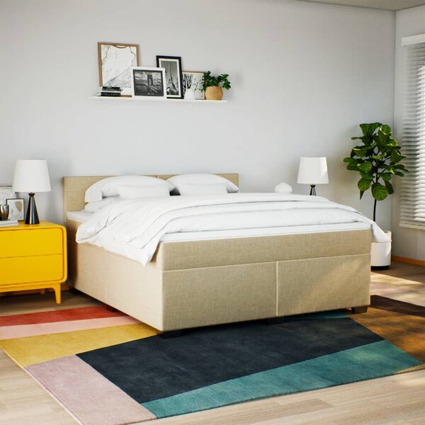 Box spring postel s matrací krémová 180x200 cm textil 3285965