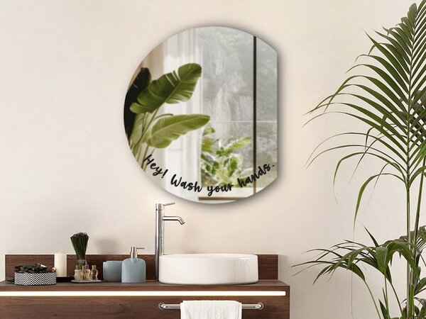 Samolepka na zrcadlo S47 – Hey! Wash your hands. (round)