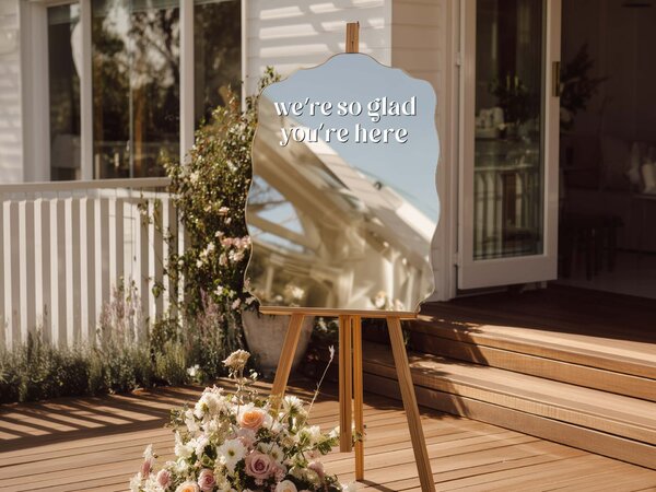 Samolepka na zrcadlo S43 – We're so glad you're here