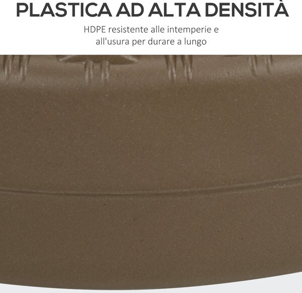 Základna slunečníku Outsunny s integrovanými rukojeťmi, stojan z HDPE a oceli se bočním výpustěm, pro tyče slunečníků Ø38/48 mm, Ø51x36 cm, hnědá a če