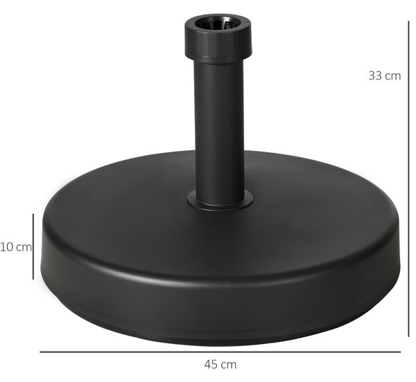 Základna slunečníku Outsunny v PP plastu, max. 18 kg, Ø45x33 cm, černá | Aosom