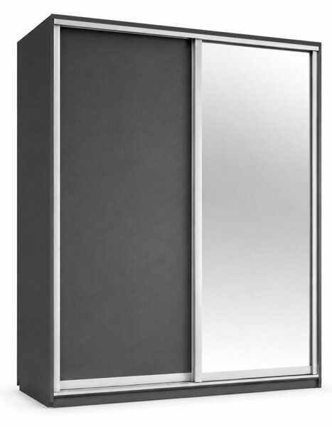 Skříň s posuvnými dveřmi 1800x2200x600 1LTD 1 Zrcadlo grafit šedý, profil stříbrný