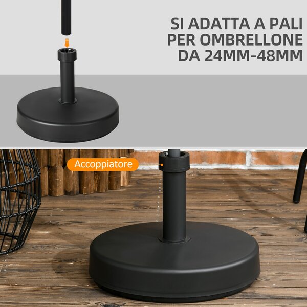 Základna slunečníku Outsunny v PP plastu, max. 18 kg, Ø45x33 cm, černá | Aosom