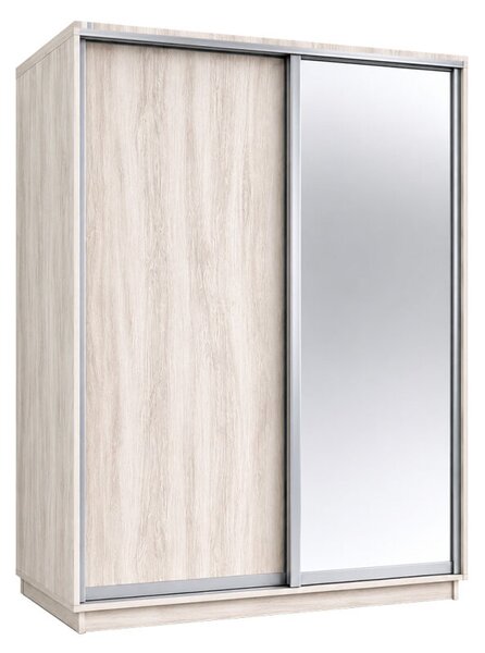 Skříň s posuvnými dveřmi 1800x2400x600 1LTD 1 Zrcadlo Artwood světlý, profil stříbrný