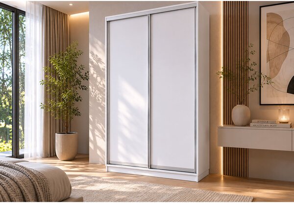 Skříň s posuvnými dveřmi 1500x2200x600 2LTD Nymphea Alba, profil stříbrný