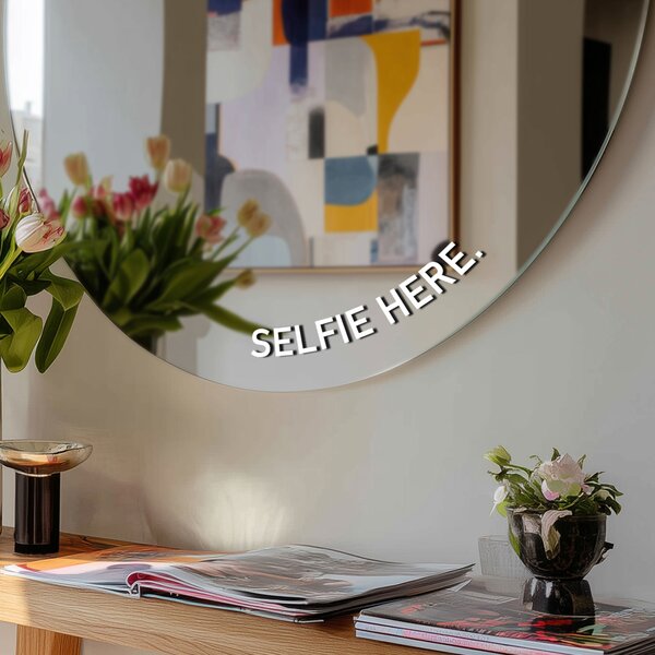 Samolepka na zrcadlo S49 – SELFIE HERE. (round) ,8