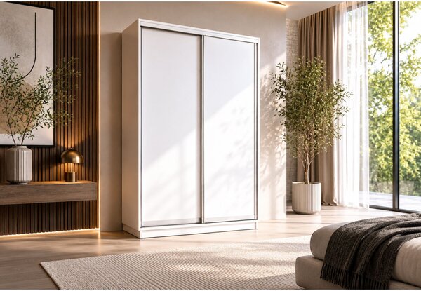 Skříň s posuvnými dveřmi 1500x2200x600 2LTD Nymphea Alba, profil stříbrný