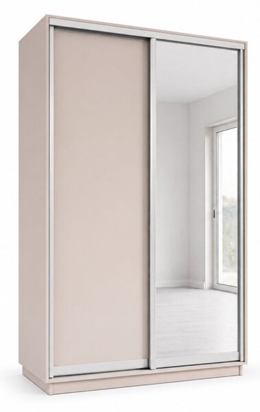 Skříň s posuvnými dveřmi 1400x2200x600 1LTD 1 Zrcadlo Kašmír, profil stříbrný