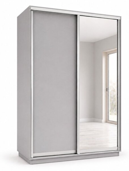 Skříň s posuvnými dveřmi 1500x2400x600 1LTD 1 Zrcadlo myší šedá, profil stříbrný