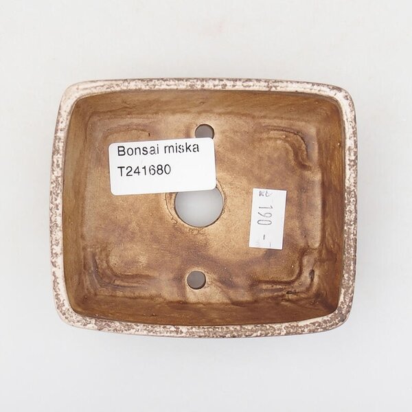 E-bonsai Keramická bonsai miska 9,5 x 8 x 3,5 cm béžovohnědá