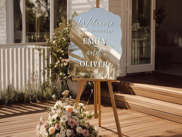 Personalizovaná samolepka na zrcadlo S50 – Welcome to the wedding of