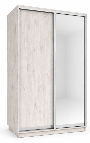 Skříně s posuvnými dveřmi 1400x2200x600 1LTD 1 Zrcadlo Dub Craft bílý, profil stříbrný