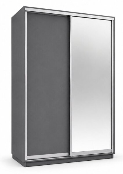 Skříň s posuvnými dveřmi 1500x2400x600 1LTD 1 Zrcadlo grafit šedý, profil stříbrný