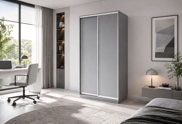 Skříň s posuvnými dveřmi 1000x2200x450 2LTD šedá myška, profil stříbrný