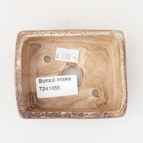 E-bonsai Keramická bonsai miska 9 x 7,5 x 3,5 cm hnědozelená
