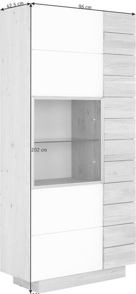 VITRÍNA, bílá, barvy dubu, 96/202/42,5 cm Voglauer - Kredence a vitríny