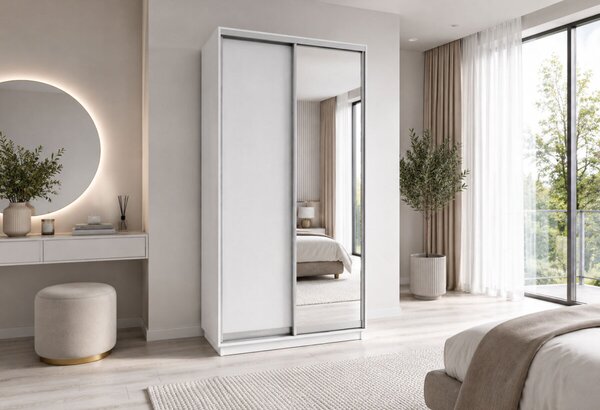 Skříň s posuvnými dveřmi 1200x2200x600 1LTD 1 Zrcadlo nymphaea alba, profil stříbrný