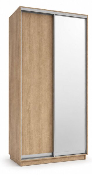 Skříň s posuvnými dveřmi 1200x2200x600 1LTD 1 Zrcadlo Dub Sonoma, profil stříbrný
