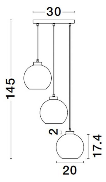Nova Luce Palmer E27 skleněné závěsné svítidlo svislé