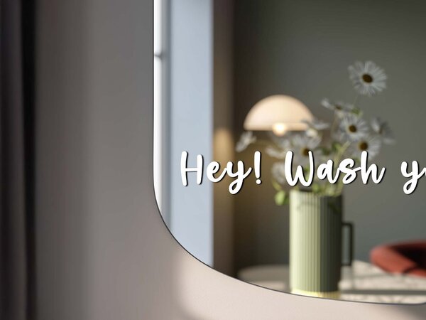 Samolepka na zrcadlo S32 – Hey! Wash your hands