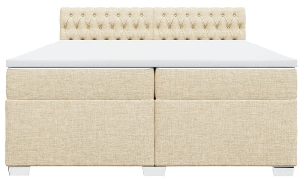 Box spring postel s matrací krémová 200x200 cm textil 3286007