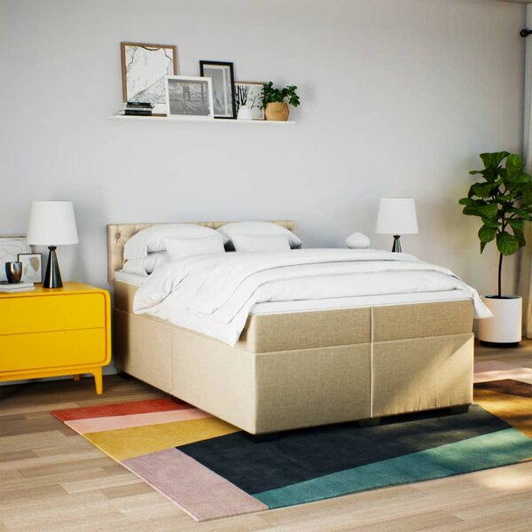 Box spring postel s matrací krémová 200x200 cm textil 3286007