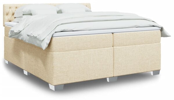 Box spring postel s matrací krémová 200x200 cm textil 3286007